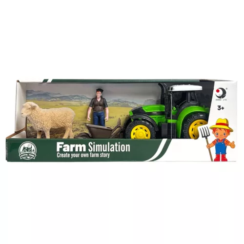 Traktor készlet – bárány figurával, lendkerekes, 2 színben