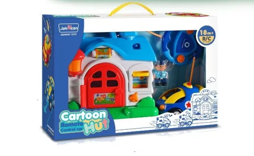 Bébi R/C autó és matató ház játékszett – fénnyel és hanggal, 45 × 31 cm dobozban