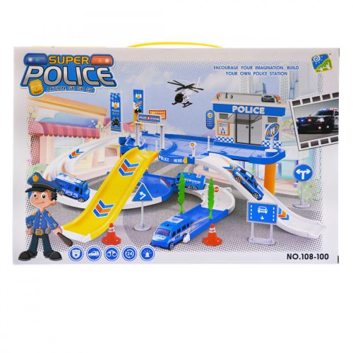 Super Police rendőr garázs készlet 2 autóval