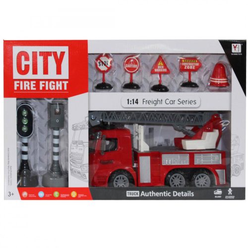 City Fire Fight tűzoltó autó készlet közlekedési lámpával