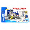 Rendőrállomás játékszett – 3 fém járművel, parkolóházzal