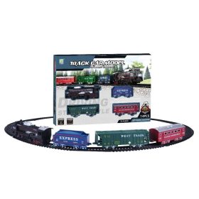   Elektromos világító vonat készlet, 2 teher- és 1 személykocsival