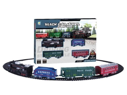 Elektromos világító vonat készlet, 2 teher- és 1 személykocsival