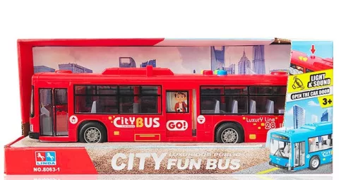 Hangot és fényt adó lendkerekes busz