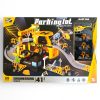Garázs parkoló játékszett munkagépekkel és helikopterrel