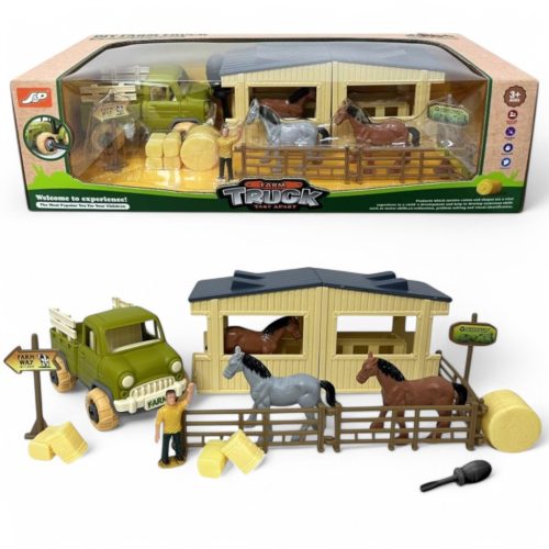 Szerelős farm készlet istállóval és teherautóval