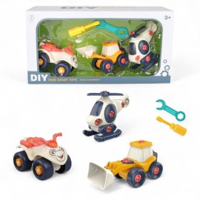 Szerelős jármű készlet - munkagép, helikopter és quad