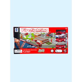   Tűzoltó autó játékszett helikopterrel és játszószőnyeggel