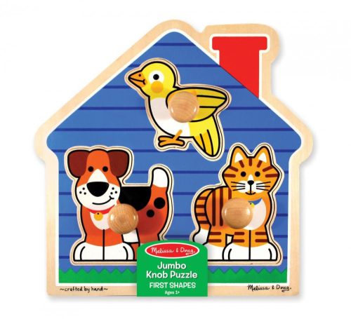 Melissa & Doug Fa Készségfejlesztő, Puzzle Fogantyúval, Kis Kedvencek