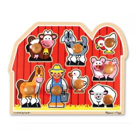   Melissa & Doug Fa Készségfejlesztő Játék, Puzzle Fogantyőúval, Farm
