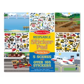   Melissa & Doug, Kreatív játék, Újrahasználható matrica készlet, járművek