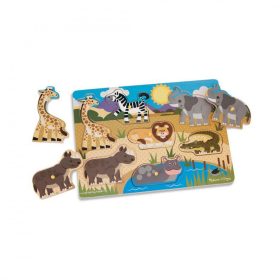 Melissa & Doug Puzzle Fogantyúval, Szafari