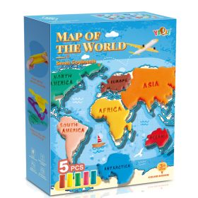   Map of the World gyurmakészlet – 7 kontinens formázóval és 5 db színes gyurmával