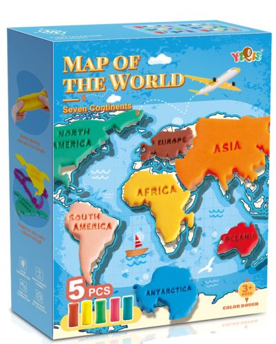 Map of the World gyurmakészlet – 7 kontinens formázóval és 5 db színes gyurmával
