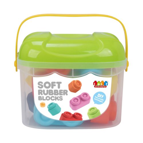 Soft Rubber Blocks – Puha építőkocka készlet, tárolóval ( 16 db-os )