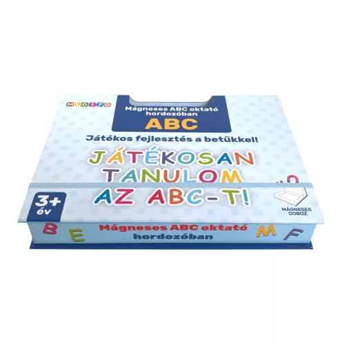 ABC oktató készlet, magyar abc betűkkel felíró táblával és filccel 26*20 cm-es dobozban