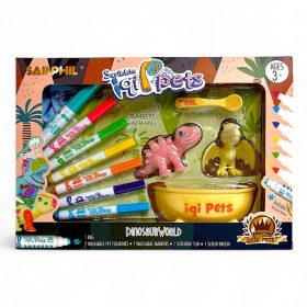 Scribble Iqi Pets - Kifestő dínó készlet, flokkolt