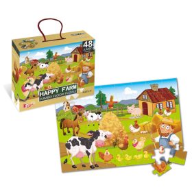 Puzzle hordozható dobozban - farmos, 48 db-os