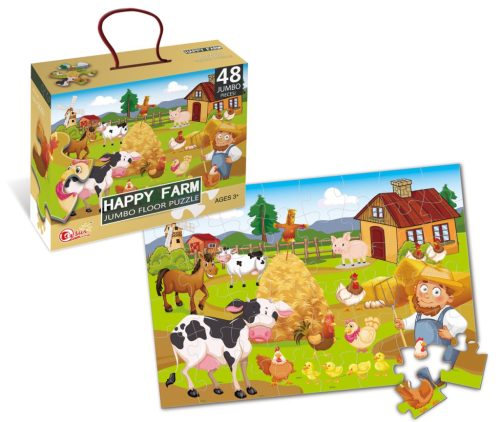 Puzzle hordozható dobozban - farmos, 48 db-os