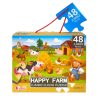 Puzzle hordozható dobozban - farmos, 48 db-os