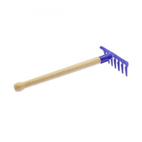 Homokozó gereblye fém, fa nyéllel, 23 cm