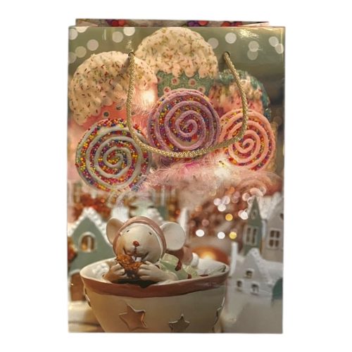 Papírtasak, egérke, édességek, 16x23 cm