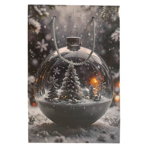 Papírtasak, gömb dísz karácsonyfával, 16x23 cm