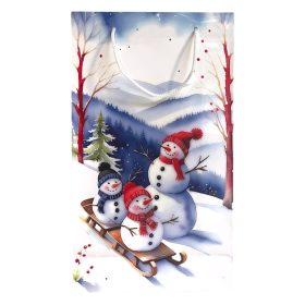 Papírtasak, hóemberek, 22x37 cm