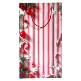 Papírtasak, piros-fehér csíkos, 22x37 cm