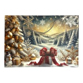 Papírtasak, ajándék, havas táj, 25x20 cm