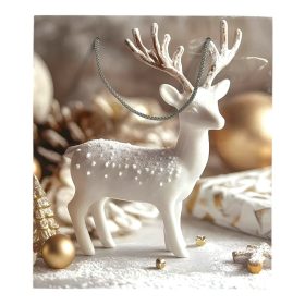 Papírtasak, fehér szarvas, 26,5x30 cm