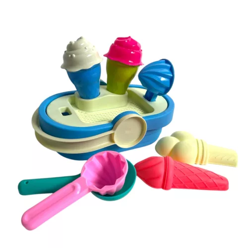 Homokozó klt., fagylaltos, kosár hordozóban, 2 szín, 22x19 cm hálós