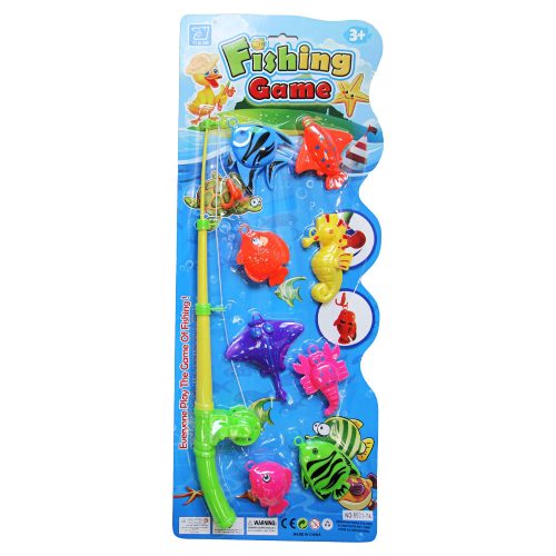 Horgász készlet, kampós, 8 db hal – lapon