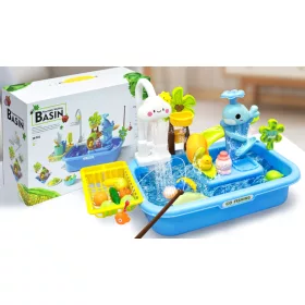   Interaktív vízimóka asztal – mosogatóval és étel kiegészítőkkel (43x29 cm)