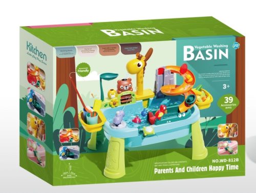 Interaktív vízimóka asztal – mosogatóval és vízáramlással