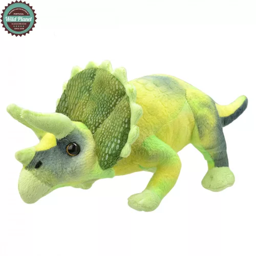 Plüss Dínó, Triceratops, Üvegszemű, 25 cm