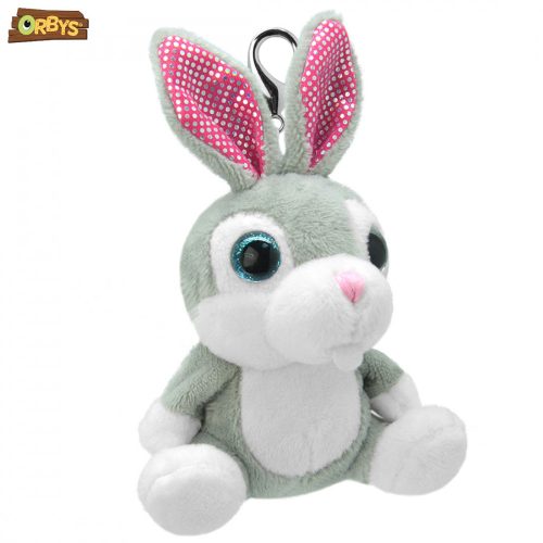 Plüss Nyúl Kulcstartó, Üvegszemekkel 10 cm