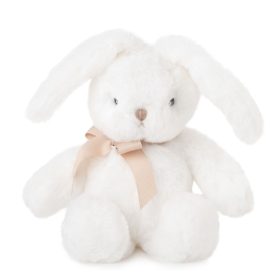   Fehér plüss nyuszi – ülő, puha ölelhető nyúl figura, 18 cm