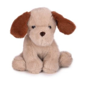 Bézs plüss kutya – ülő, puha ölelhető kutyus, 26 cm