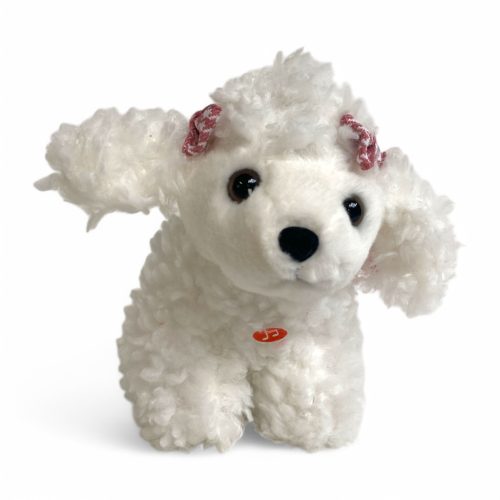 Ugató Plüss kutya –  fehér 17 cm