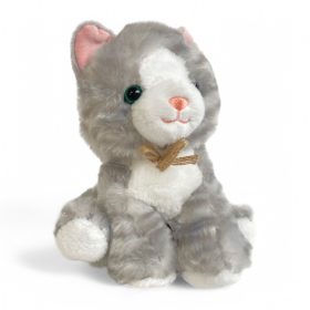 Plüss cica – Szürke csíkos 20 cm