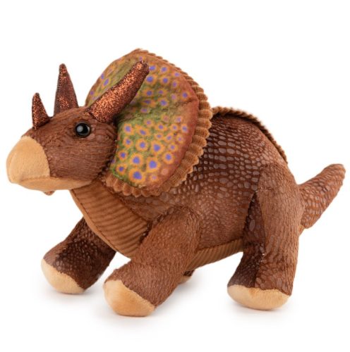 Barna plüss dínó – puha Triceratops figura, 32 cm
