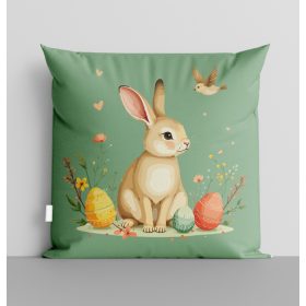   Húsvéti zöld párna – nyuszis, tojásos díszpárna, 36 cm