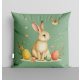 Húsvéti zöld párna – nyuszis, tojásos díszpárna, 36 cm