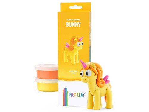 Hey Clay, Gyurma készlet, unikornis, sárga, Sunny, 3 tégely
