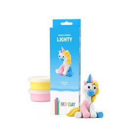  Hey Clay, Gyurma készlet, unikornis, kék, Lighty, 3 tégely