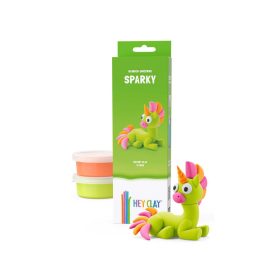   Hey Clay, Gyurma készlet, unikornis, zöld, Sparky, 3 tégely
