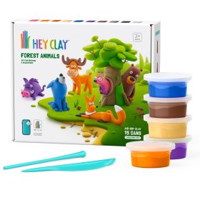   Hey Clay, Gyurma készlet erdei állatok, 15 tégely + 2 formázó eszköz