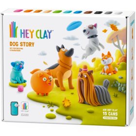   Hey Clay, Gyurma készlet, Kutyák, 15 tégely + 2 formázó eszköz