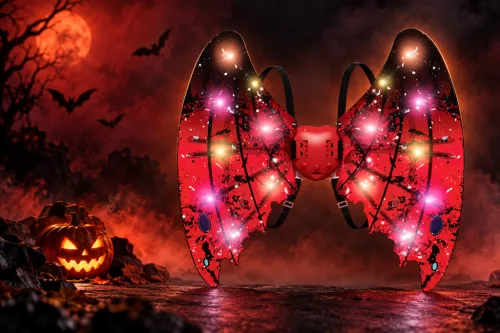 Halloween jelmez szárny, fénnyel és zenével